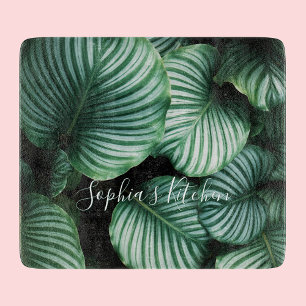 Classy Large Leaf Design, Your Name or Text Cutting Board