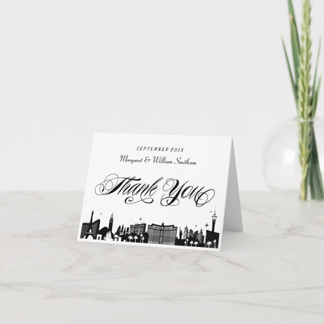 Classy Las Vegas Strip Skyline Thank You Note Card (Front)