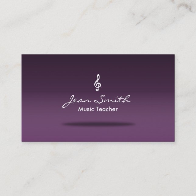 Classy Lavender Purple Music Teacher Business Card (Front)