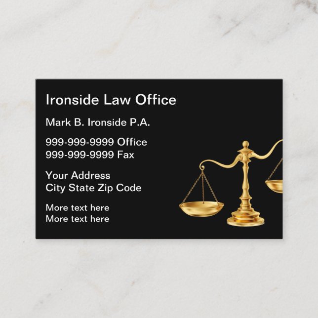 Classy Law Office Attorney Business Card (Front)