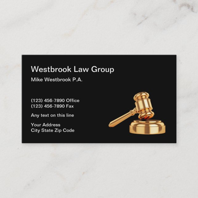 Classy Law Office Attorney Business Card (Front)