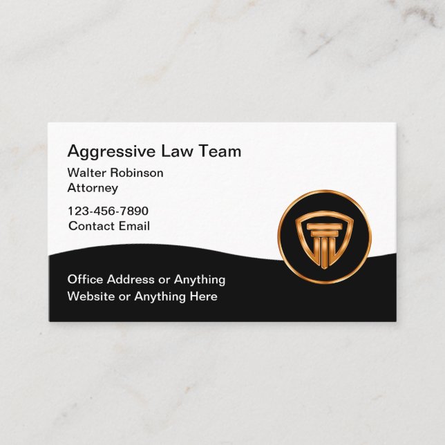 Classy Law Office Attorney Services Business Cards (Front)