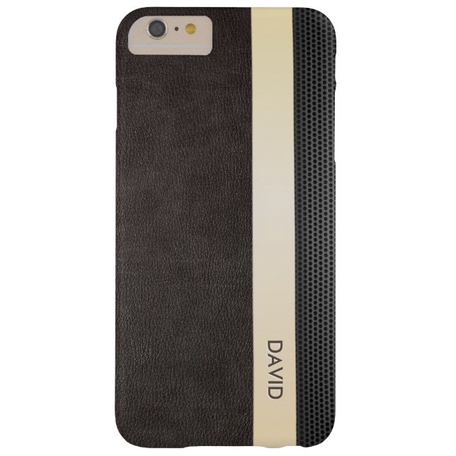 Classy Leather Gold Stripe Custom Name Case-Mate iPhone Case (Back)