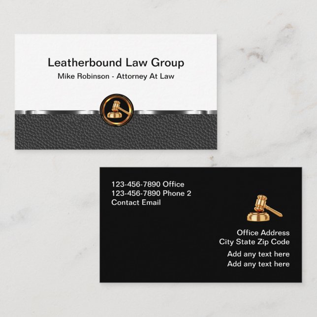 Classy Leather Look Attorney Business Cards (Front/Back)