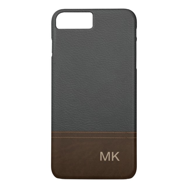 Classy Leather Look Mens Monogram Case-Mate iPhone Case (Back)