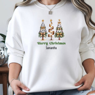 Classy Leopard Christmas Trees gift for her hoodie