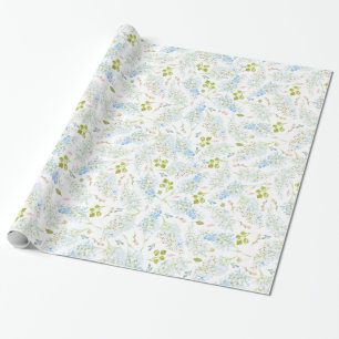 Classy Light Blue Floral Pattern Wrapping Paper
