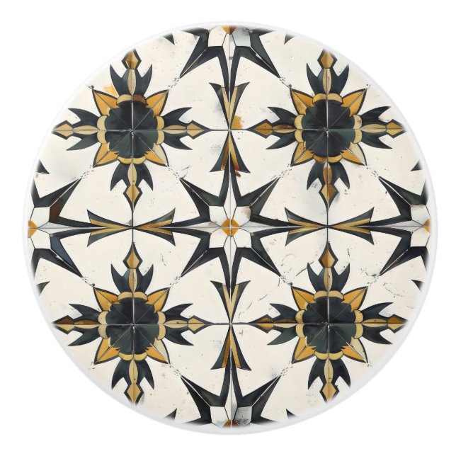 Classy Light Tile Pattern Ceramic Knob (Front)