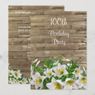 Classy Lilies  100th Birthday Party Invitation