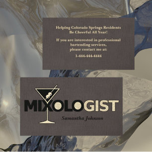 Classy Linen Mixologist Bartender Business Card