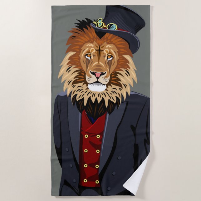 Classy Lion Beach Towel (Front)