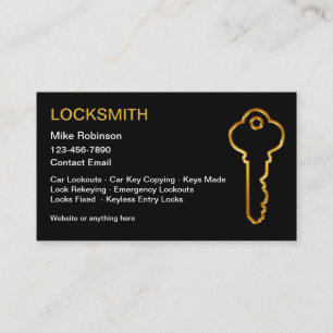 Classy Locksmith Golden House Key Design Business Card