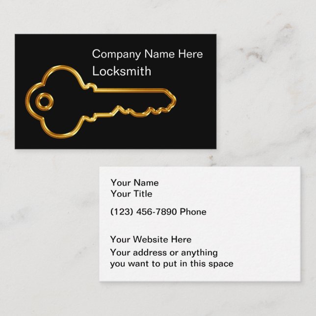 Classy Locksmith Modern Business Cards (Front/Back)