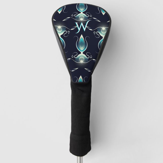 Classy Look of Blue Gems Monogram Golf Head Cover (Front)