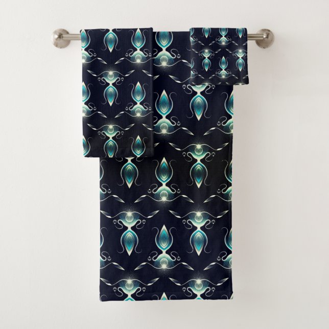 Classy Look of Blue Gems with Glowing Light Bath Towel Set (Insitu)