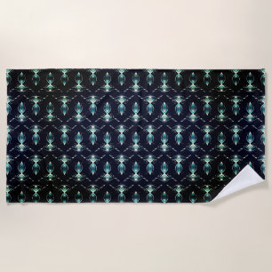 Classy Look of Blue Gems with Glowing Light Beach Towel