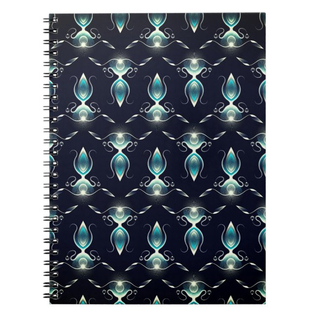 Classy Look of Blue Gems with Glowing Light Notebook (Front)