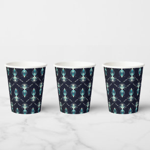 Classy Look of Blue Gems with Glowing Light Paper Cups