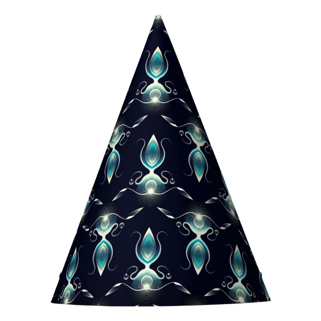 Classy Look of Blue Gems with Glowing Light Party Hat (Front)