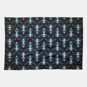 Classy Look of Blue Gems with Glowing Light Tea Towel