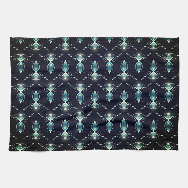 Classy Look of Blue Gems with Glowing Light Tea Towel (Horizontal)