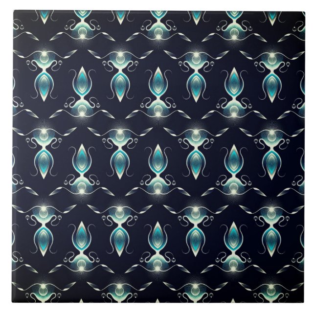 Classy Look of Blue Gems with Glowing Light Tile (Front)