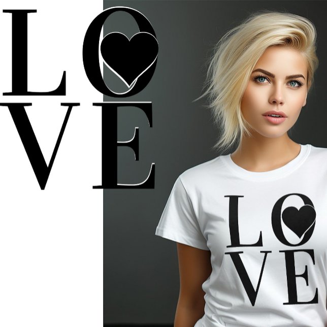 Classy LOVE logo design with black text and heart  T-Shirt (Creator Uploaded)
