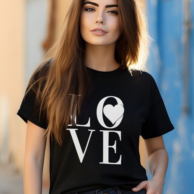 Classy LOVE logo design with white text and heart  T-Shirt (Creator Uploaded)