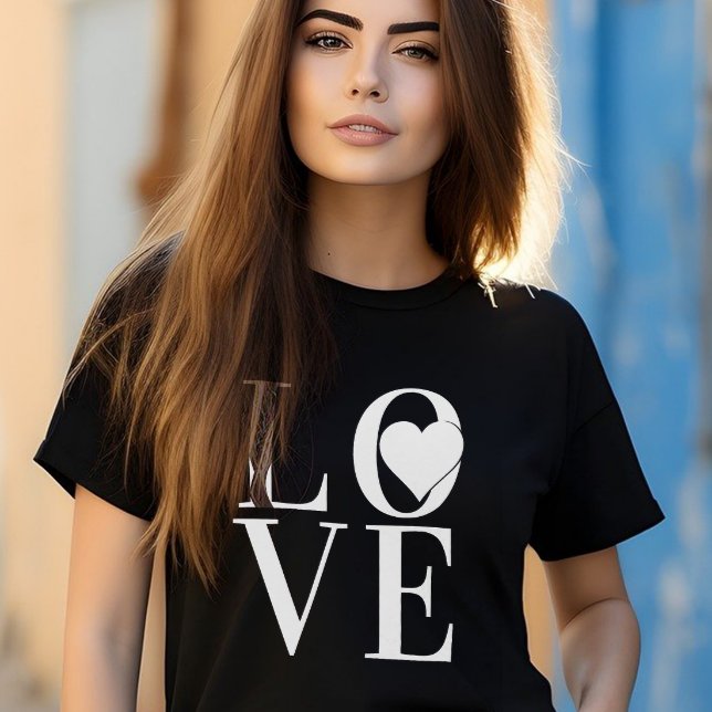 Classy LOVE logo design with white text and heart  T-Shirt (Creator Uploaded)