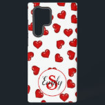Classy lovers Red heart on white Custom monogram Samsung Galaxy Case<br><div class="desc">This stylish phone case is the perfect way to show your special someone just how much you love them! Featuring a colourful red hearts apttern over white background, It's notably adorable and chic, making it an absolute must for any romantic couple. Crafted from sturdy and durable material, this affectionate phone...</div>