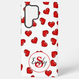 Classy lovers Red heart on white Custom monogram Samsung Galaxy Case