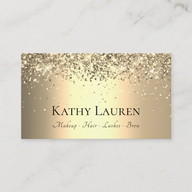 Classy Luxurious Light Gold Glitter Customisable Business Card (Front)