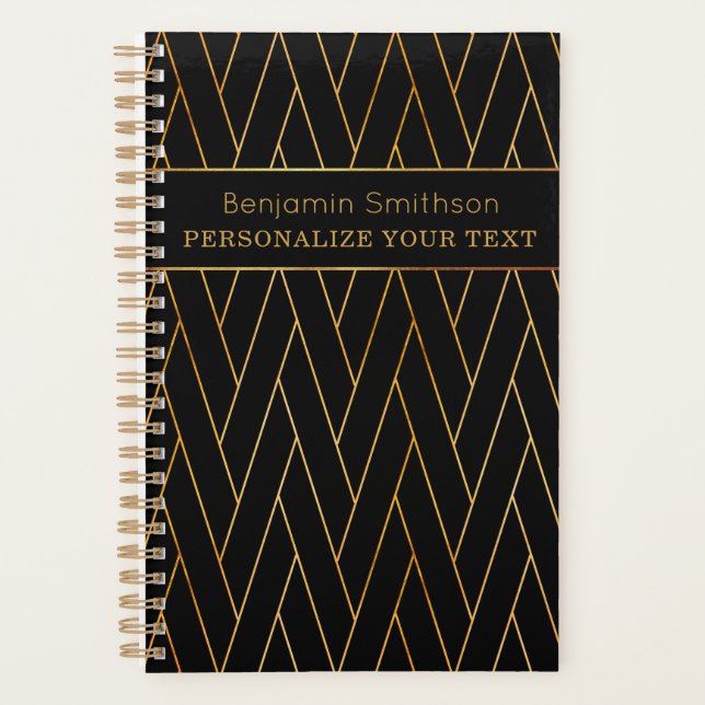     Classy Luxury Abstract Black Gold Professional Planner (Front)