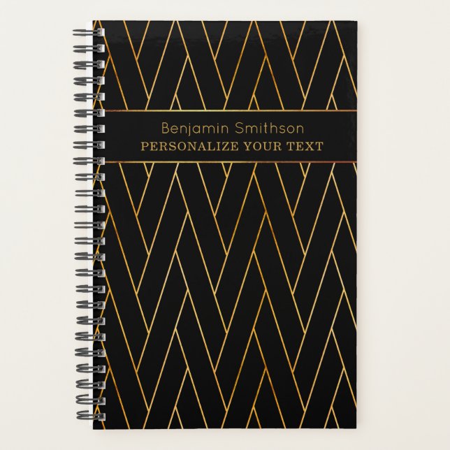     Classy Luxury Abstract Black Gold Professional Planner (Front)