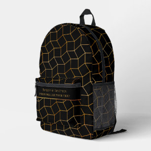 Classy Luxury Abstract Black Gold Professional Printed Backpack