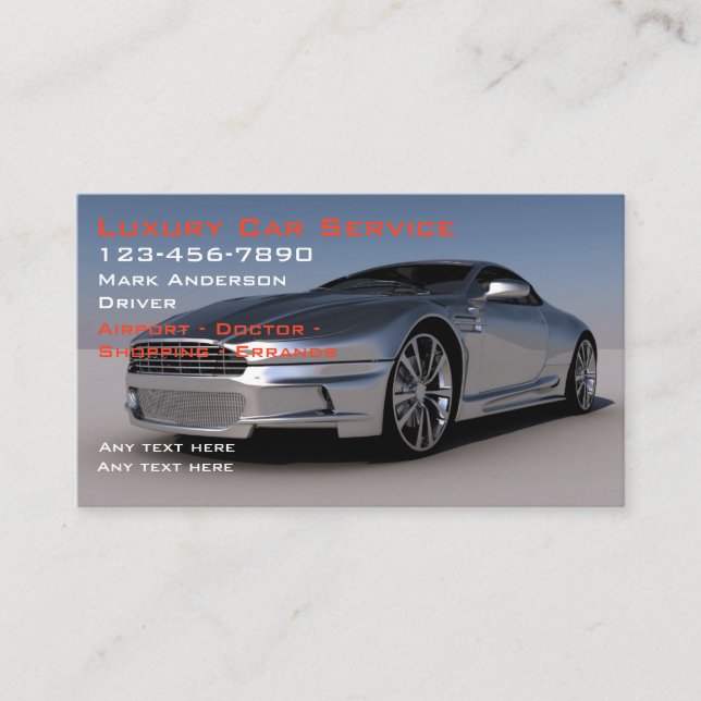Classy Luxury Car Service Taxi Business Card (Front)