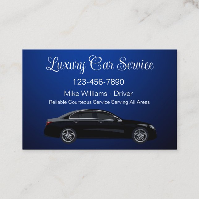 Classy Luxury Car Service Taxi Driver Business Card (Front)