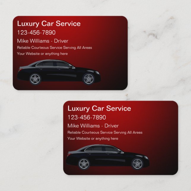 Classy Luxury Car Service Uber Business Cards (Front/Back)