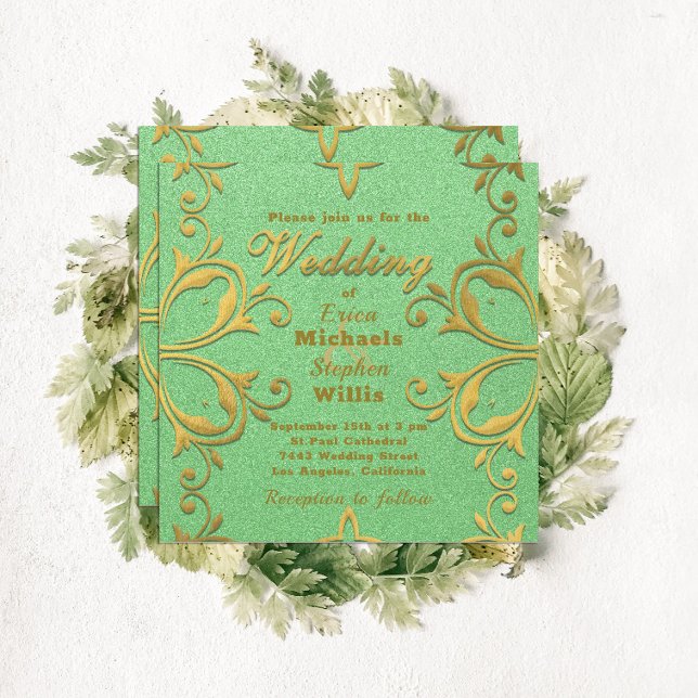 Classy Luxury Elegant Gold And Green Custom Invitation (Creator Uploaded)