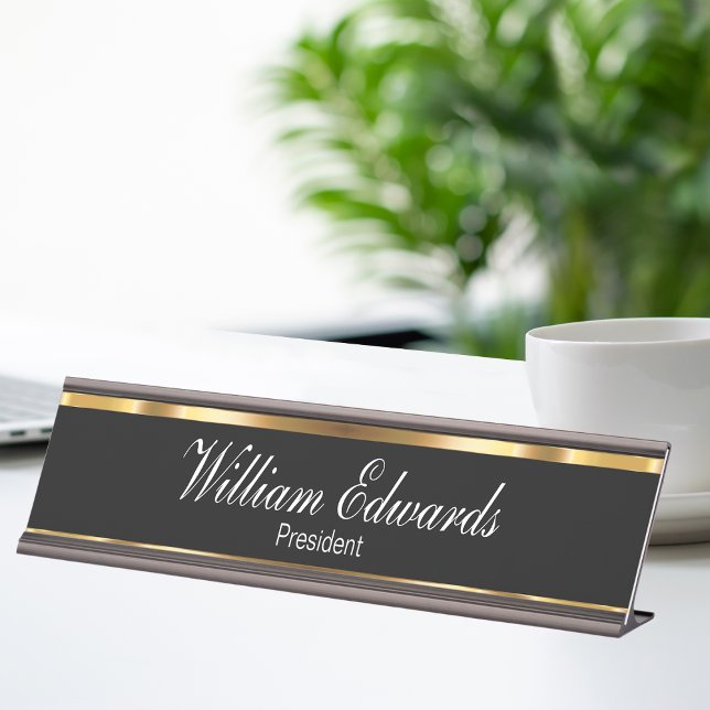 Classy Luxury Gold Black Executive Design Desk Name Plate (Creator Uploaded)