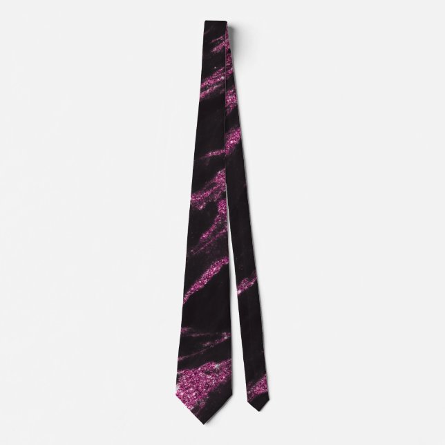Classy Magenta Pink Black Marble Pattern  Tie (Front)