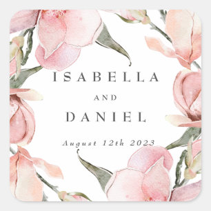 Classy Magnolia Custom Wedding  Square Sticker
