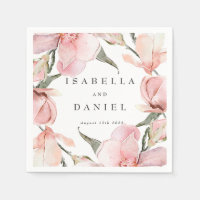 Classy Magnolia Personalised Wedding Napkins