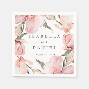 Classy Magnolia Personalised Wedding Napkins