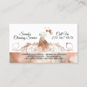Classy Maid Cleaning Services Watercolor Business Card