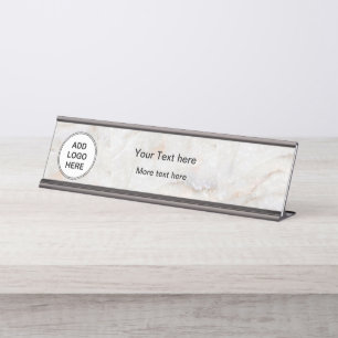 Classy Marble Look Add Your logo Desk Name Plate