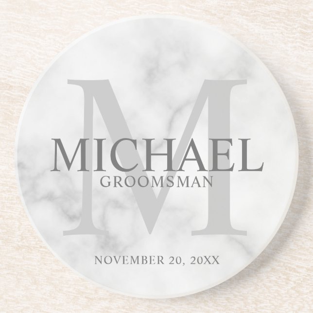 Classy Marble Personalised Groomsmen Coaster (Front)