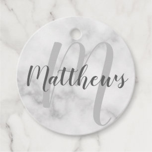 Classy Marble Personalised Monogram & Family Name Favour Tags