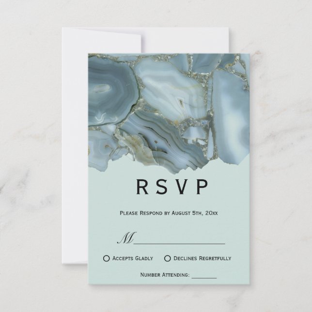 Classy Marble RSVP Wedding Card (Front)