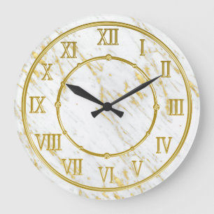Classy Marble Stone And Gold Look Large Clock